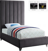 Via Grey Velvet Twin Bed from Meridian - Luna Furniture