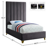 Via Grey Velvet Twin Bed from Meridian - Luna Furniture