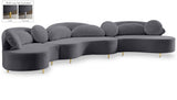 Vivacious Grey Velvet 3-Piece Sectional from Meridian - Luna Furniture