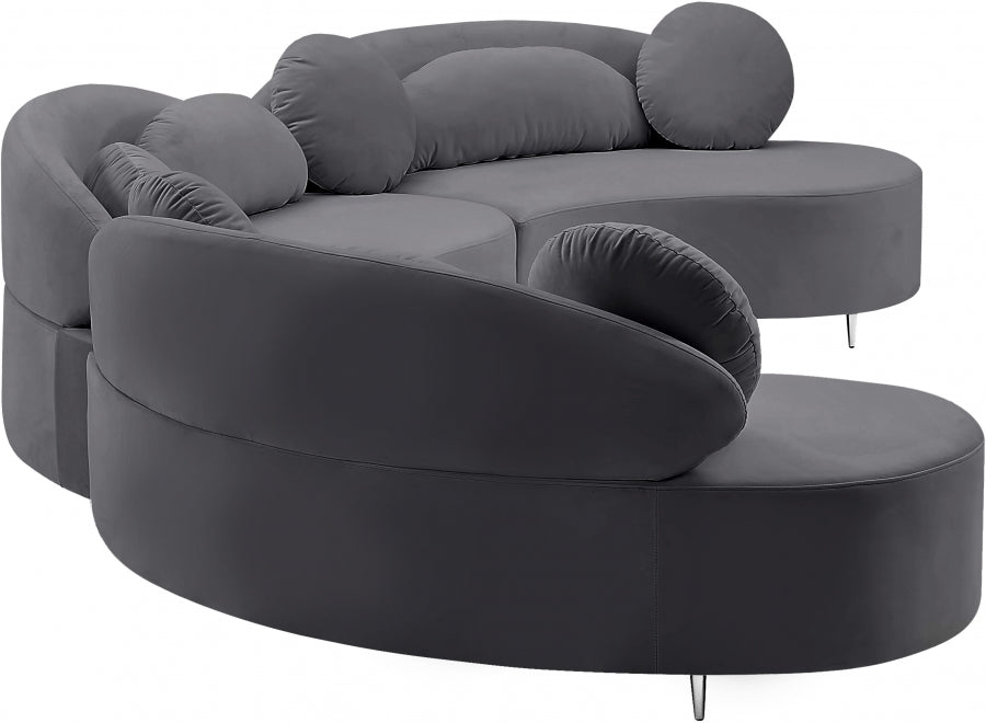 Vivacious Grey Velvet 3-Piece Sectional from Meridian - Luna Furniture