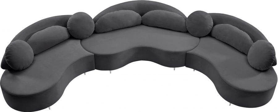 Vivacious Grey Velvet 3-Piece Sectional from Meridian - Luna Furniture