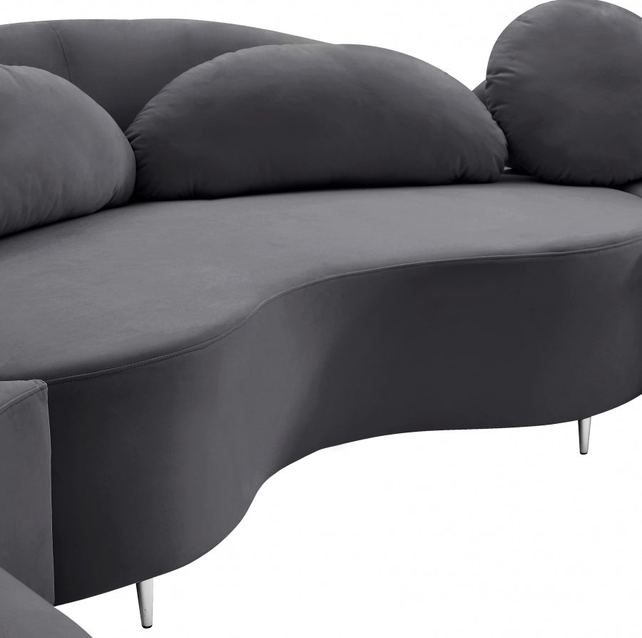 Vivacious Grey Velvet 3-Piece Sectional from Meridian - Luna Furniture