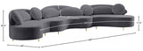 Vivacious Grey Velvet 3-Piece Sectional from Meridian - Luna Furniture