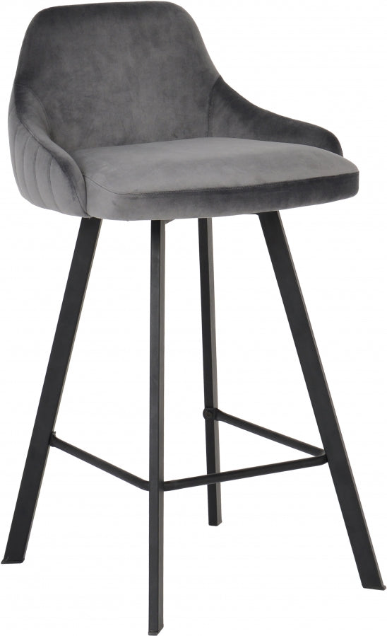 Viviene Grey Velvet Counter Stool, Set of 2 from Meridian - Luna Furniture