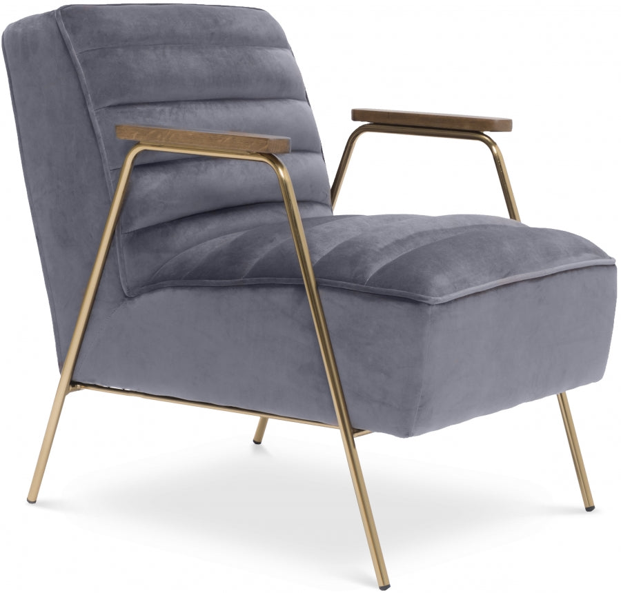 Woodford Grey Velvet Accent Chair from Meridian - Luna Furniture