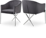 Xavier Grey Velvet Dining Chair from Meridian - Luna Furniture