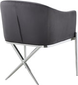 Xavier Grey Velvet Dining Chair from Meridian - Luna Furniture