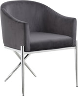 Xavier Grey Velvet Dining Chair from Meridian - Luna Furniture