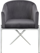 Xavier Grey Velvet Dining Chair from Meridian - Luna Furniture