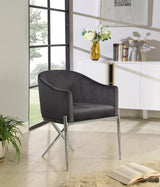 Xavier Grey Velvet Dining Chair from Meridian - Luna Furniture