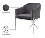 Xavier Grey Velvet Dining Chair from Meridian - Luna Furniture