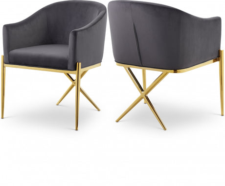 Xavier Grey Velvet Dining Chair from Meridian - Luna Furniture