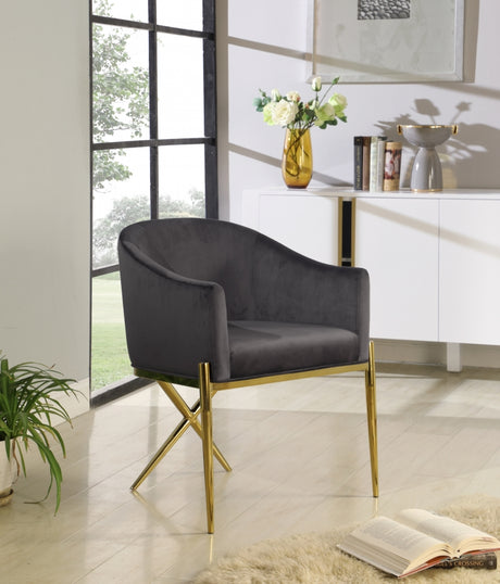 Xavier Grey Velvet Dining Chair from Meridian - Luna Furniture