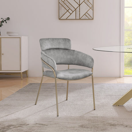 Yara Grey Velvet Dining Chair, Set of 2 from Meridian - Luna Furniture