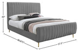 Zara Grey Velvet Full Bed from Meridian - Luna Furniture