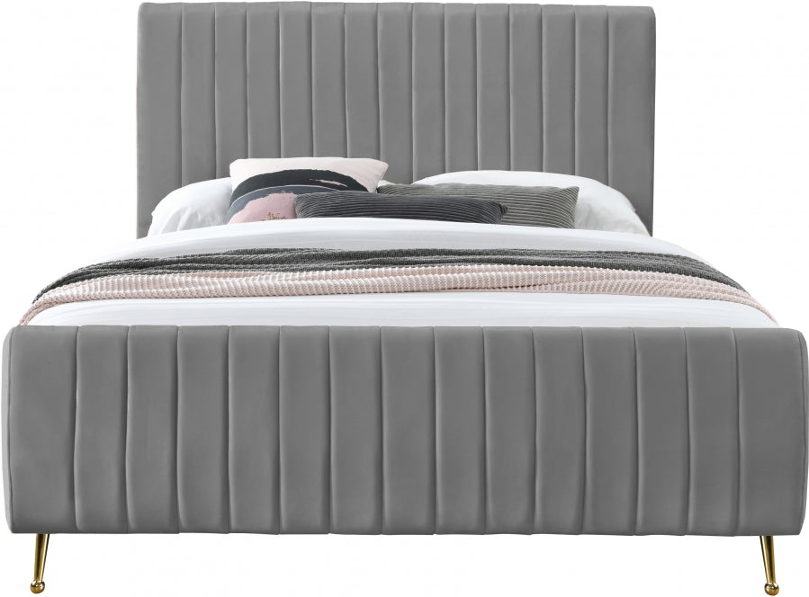 Zara Grey Velvet Full Bed from Meridian - Luna Furniture