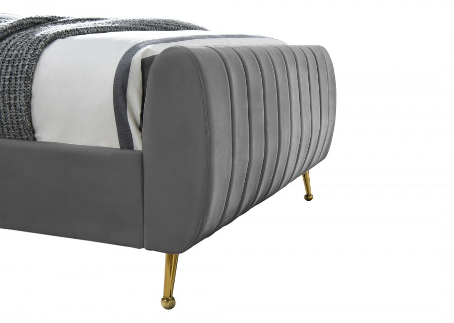 Zara Grey Velvet Full Bed from Meridian - Luna Furniture