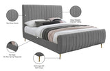 Zara Grey Velvet Full Bed from Meridian - Luna Furniture