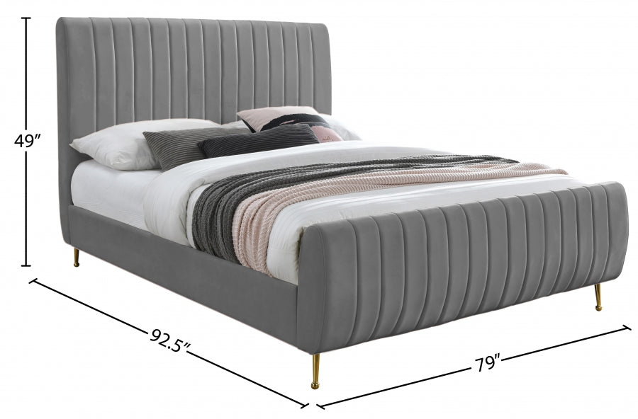 Zara Grey Velvet King Bed from Meridian - Luna Furniture