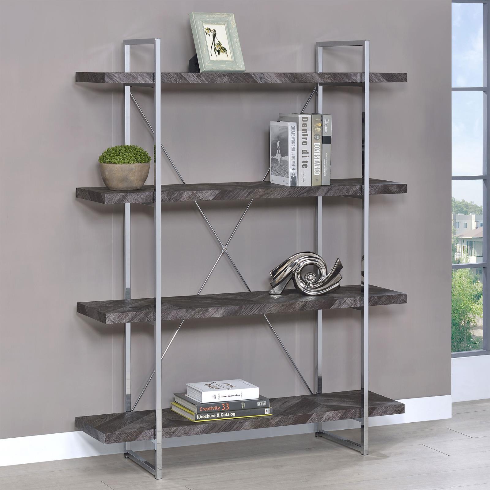 Hairpin 4-Shelf Bookcase, 2024 Gray