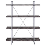 Grimma Rustic Gray Herringbone 4-Shelf Bookcase from Coaster - Luna Furniture