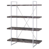 Grimma Rustic Gray Herringbone 4-Shelf Bookcase from Coaster - Luna Furniture