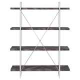 Grimma Rustic Gray Herringbone 4-Shelf Bookcase from Coaster - Luna Furniture