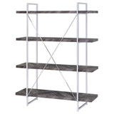 Grimma Rustic Gray Herringbone 4-Shelf Bookcase from Coaster - Luna Furniture