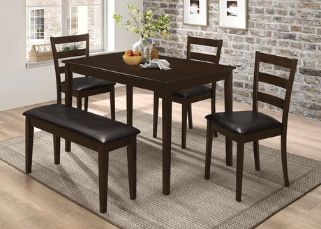 Guillen 5-piece Dining Set with Bench Cappuccino and Dark Brown - 150232 - Luna Furniture