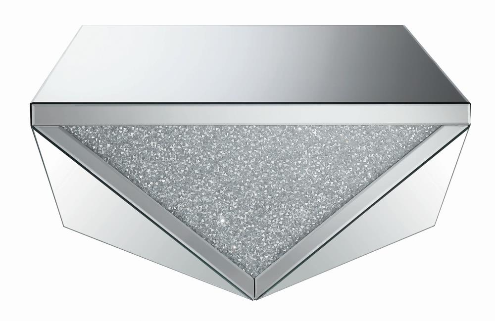 Gunilla Silver/Clear Mirror Square Coffee Table with Triangle Detailing from Coaster - Luna Furniture