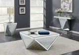 Gunilla Silver/Clear Mirror Square Coffee Table with Triangle Detailing from Coaster - Luna Furniture