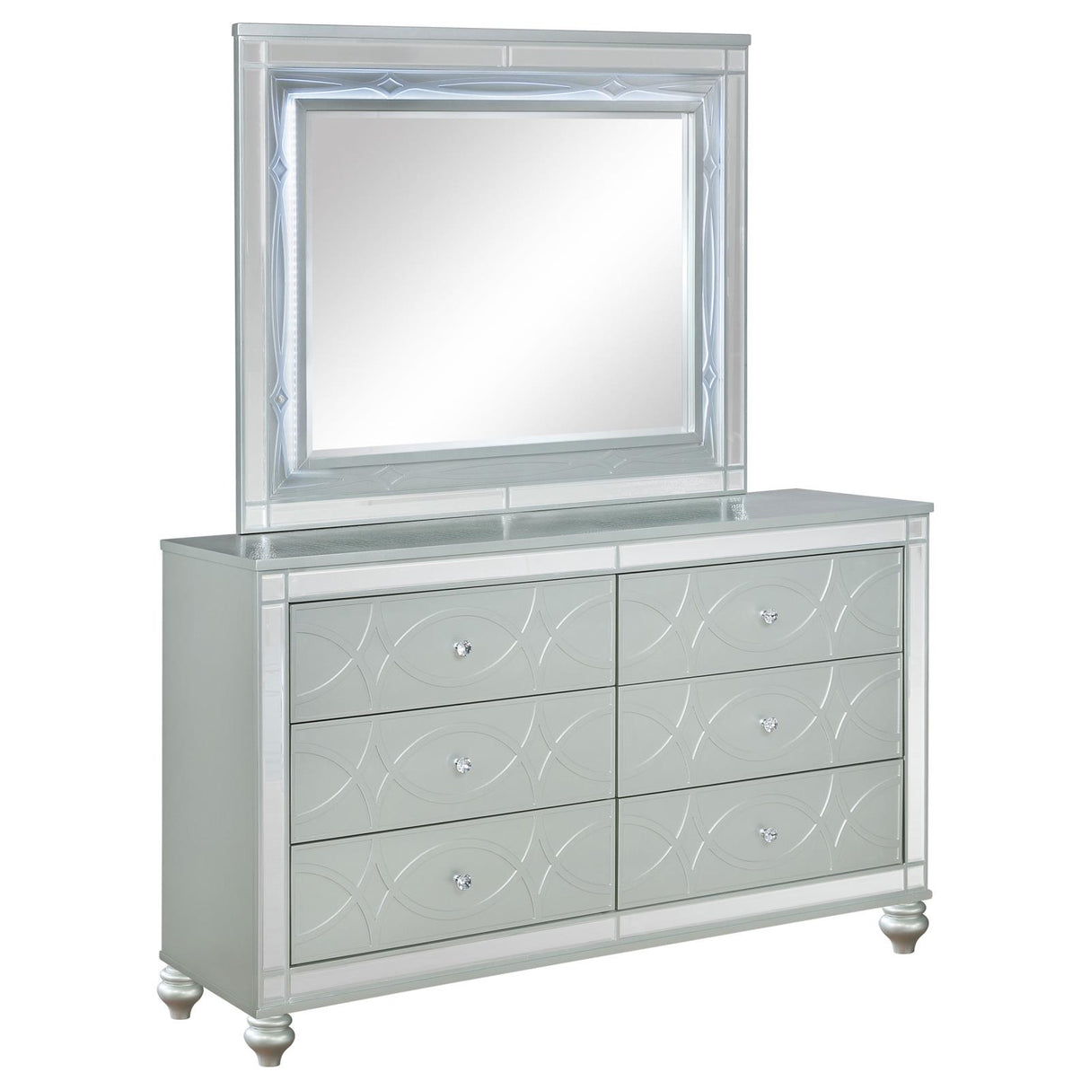 Gunnison 6-drawer Dresser with Mirror Silver Metallic from Coaster - Luna Furniture