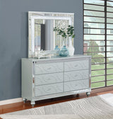 Gunnison 6-drawer Dresser with Mirror Silver Metallic from Coaster - Luna Furniture