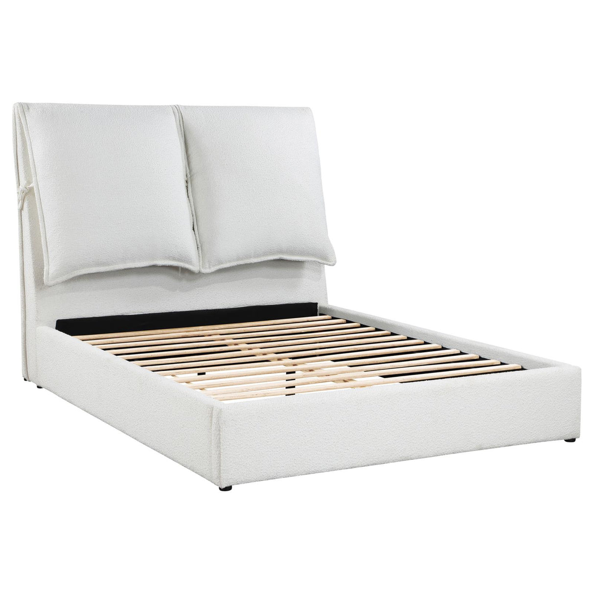 Gwendoline Upholstered Eastern King Platform Bed with Pillow Headboard White from Coaster - Luna Furniture