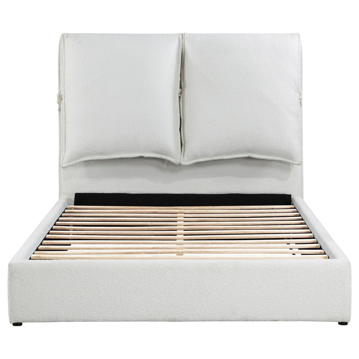 Gwendoline Upholstered Eastern King Platform Bed with Pillow Headboard White from Coaster - Luna Furniture