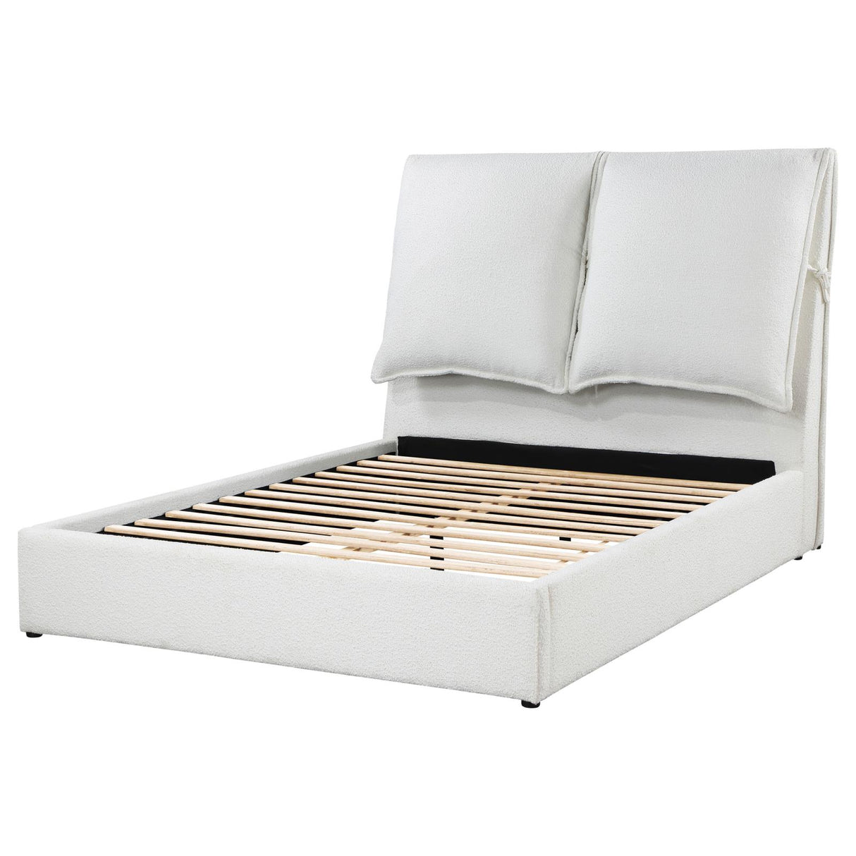 Gwendoline Upholstered Eastern King Platform Bed with Pillow Headboard White from Coaster - Luna Furniture