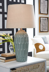 Hadbury Pale Blue/Teal Table Lamp from Ashley - Luna Furniture