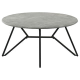 Hadi Cement/Gunmetal Round Coffee Table with Hairpin Legs from Coaster - Luna Furniture