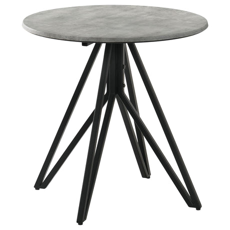 Hadi Round End Table with Hairpin Legs Cement/Gunmetal from Coaster - Luna Furniture