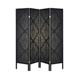 Haidera 4-panel Damask Pattern Folding Screen Black - 901632 - Luna Furniture