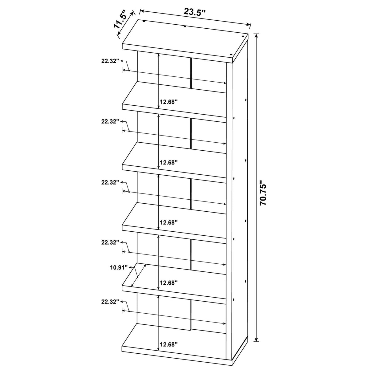 Harrison Weathered Gray 5-Tier Bookcase from Coaster - Luna Furniture