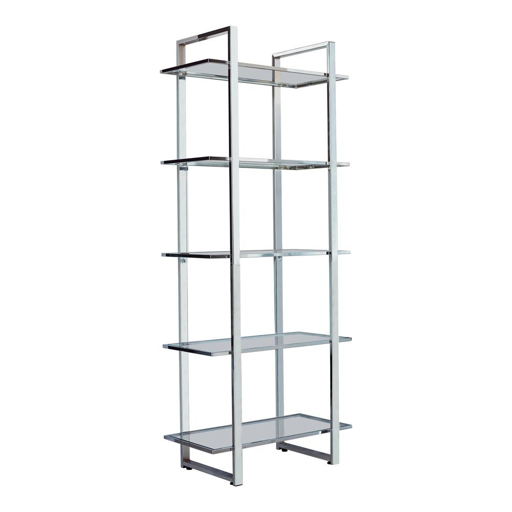 Hartford Chrome Glass Shelf Bookcase from Coaster - Luna Furniture