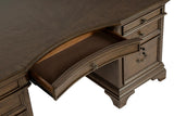 Hartshill Executive Desk with File Cabinets Burnished Oak - 881281 - Luna Furniture