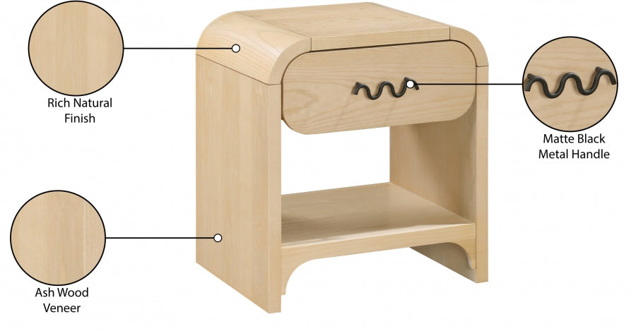 Hayes Night Stand / Side Table Natural from Meridian - Luna Furniture