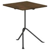 Heitor Dark Brown/Gunmetal Square Accent Table with Tripod Legs from Coaster - Luna Furniture