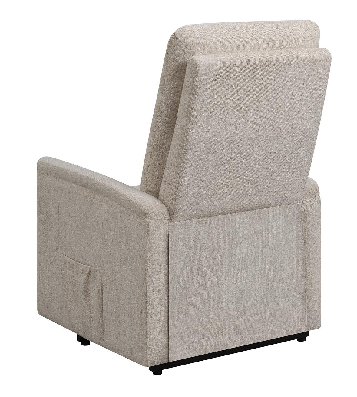 Henrietta Power Lift Recliner with Storage Pocket Beige - 609405P - Luna Furniture