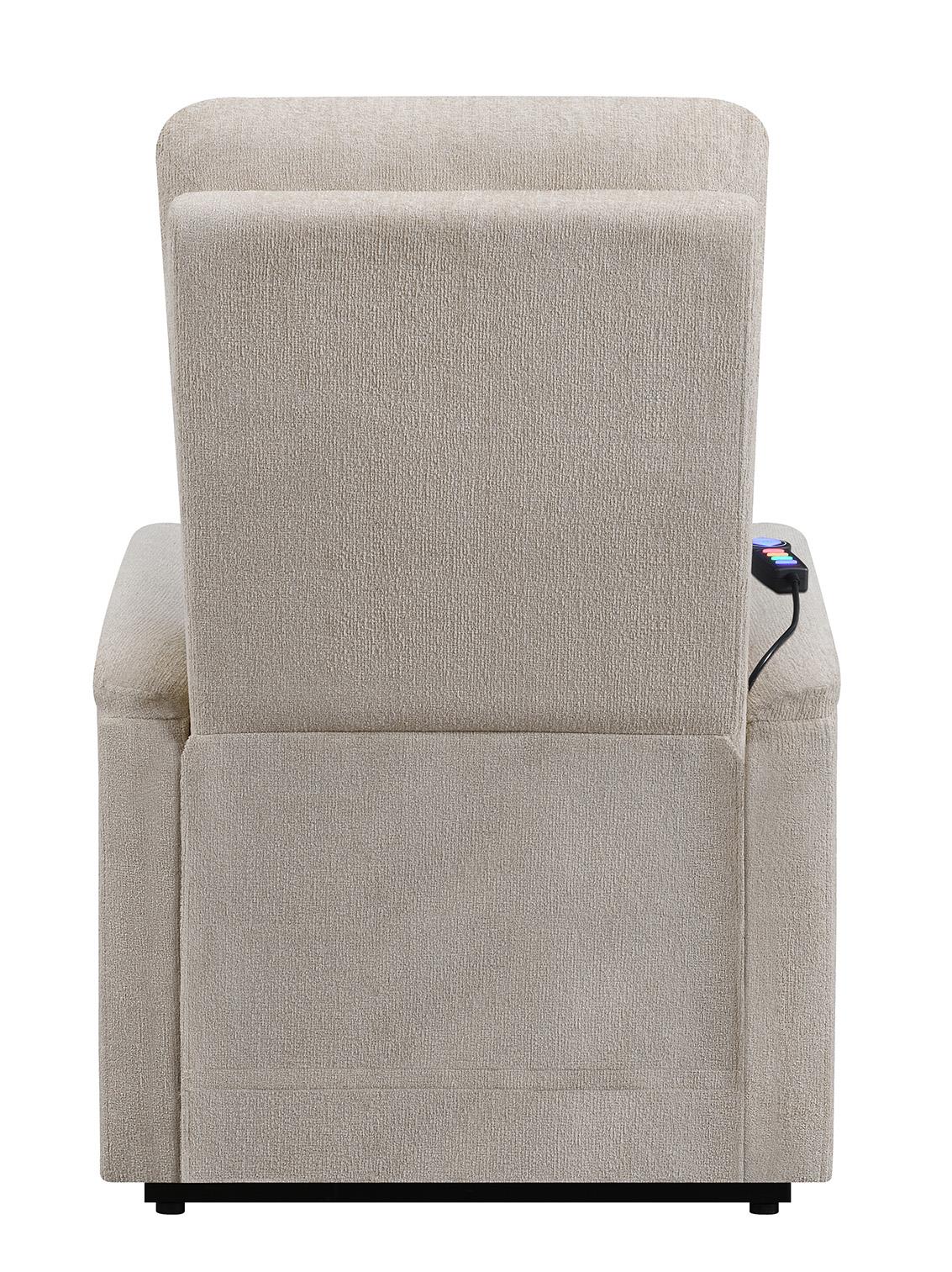 Henrietta Power Lift Recliner with Storage Pocket Beige - 609405P - Luna Furniture