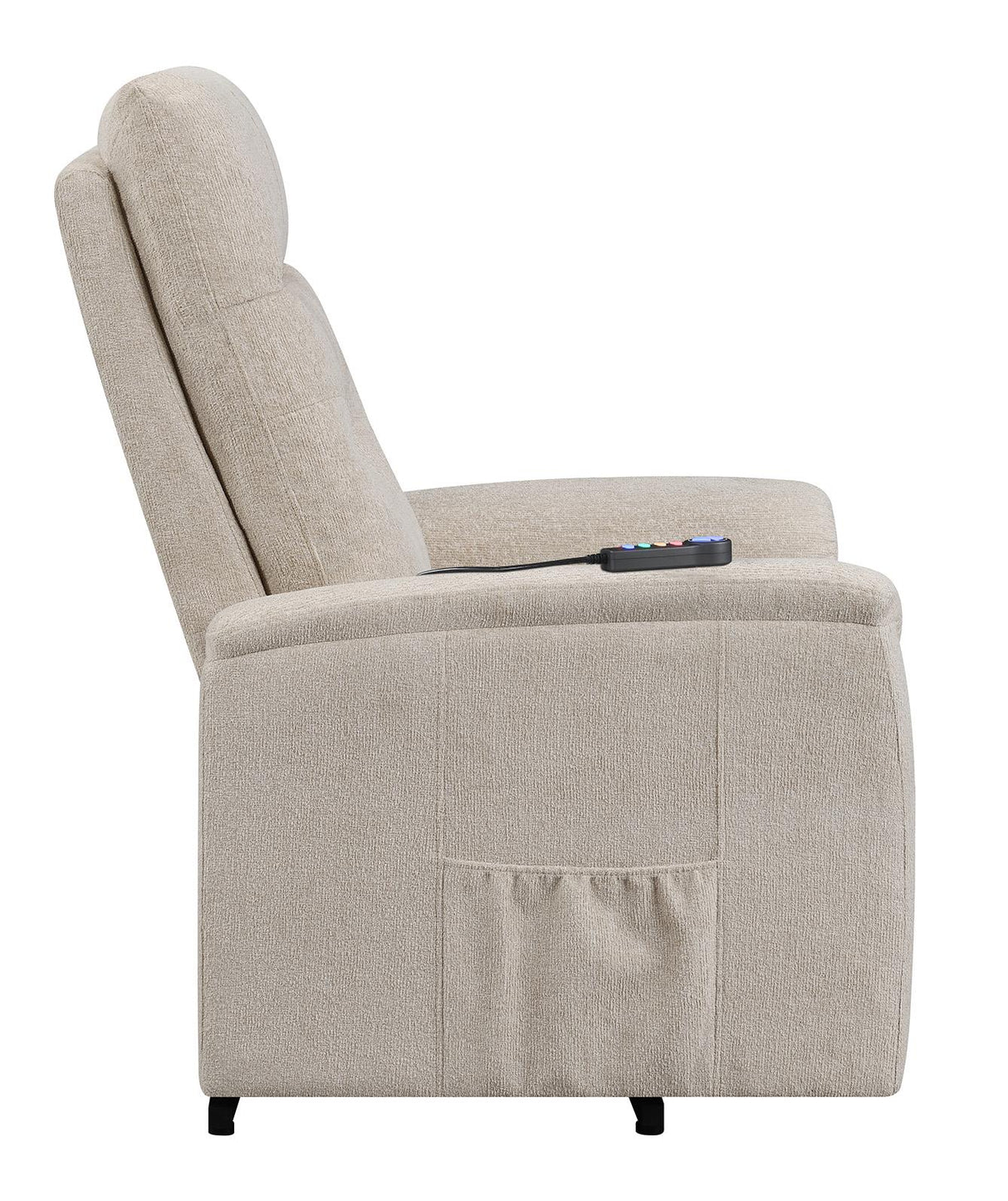 Henrietta Power Lift Recliner with Storage Pocket Beige - 609405P - Luna Furniture