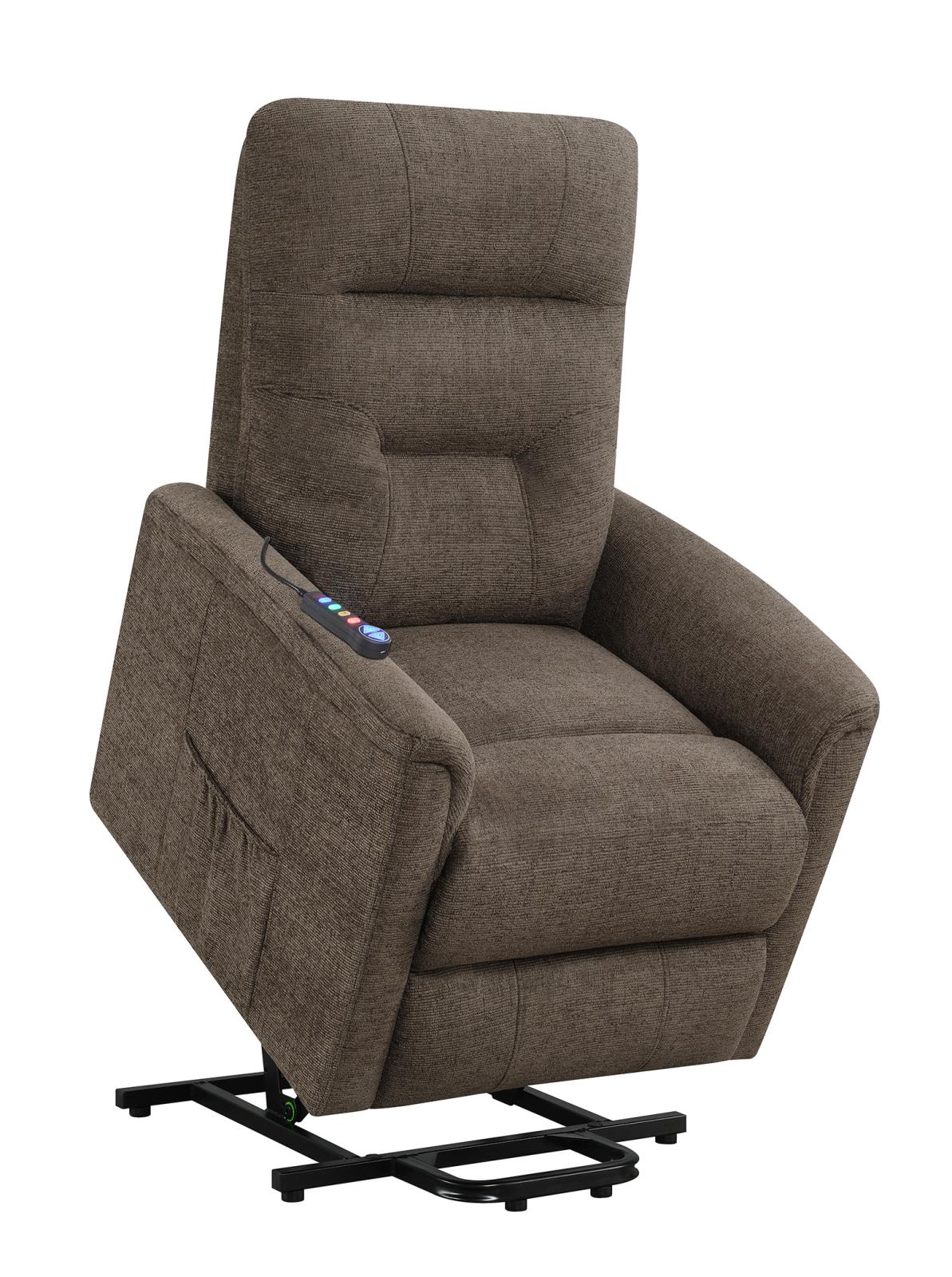 Henrietta Power Lift Recliner with Storage Pocket Brown - 609404P - Luna Furniture