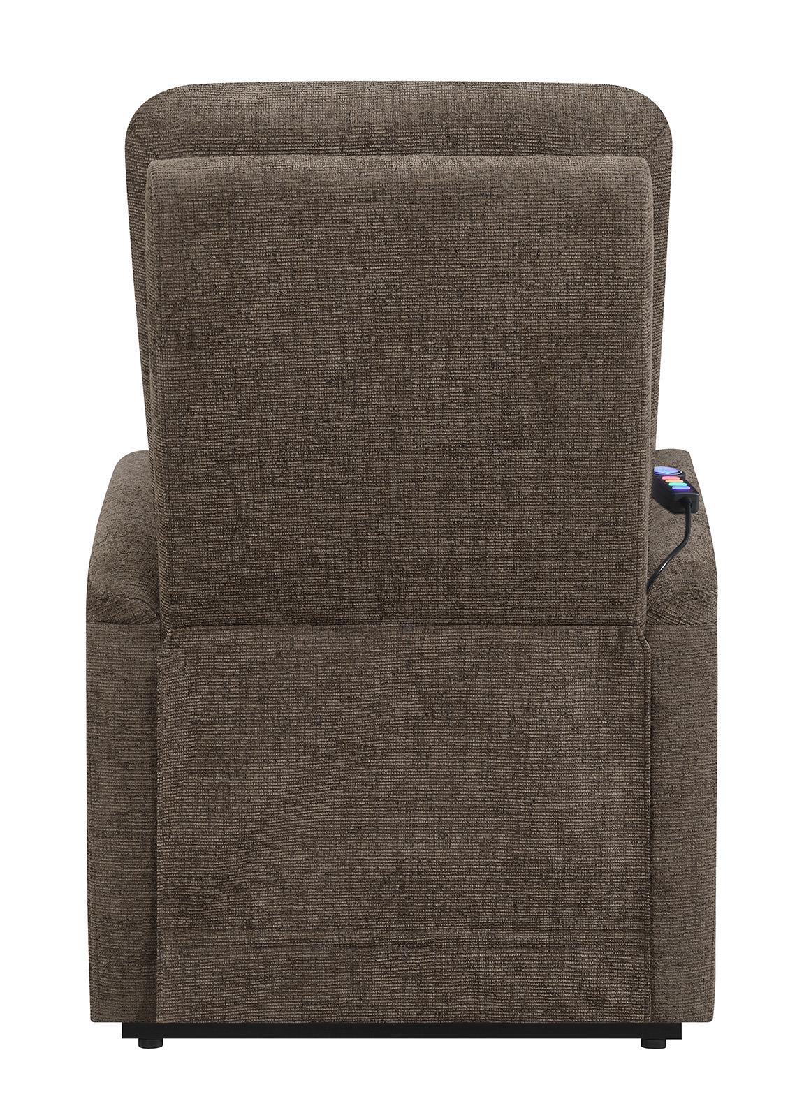 Henrietta Power Lift Recliner with Storage Pocket Brown - 609404P - Luna Furniture